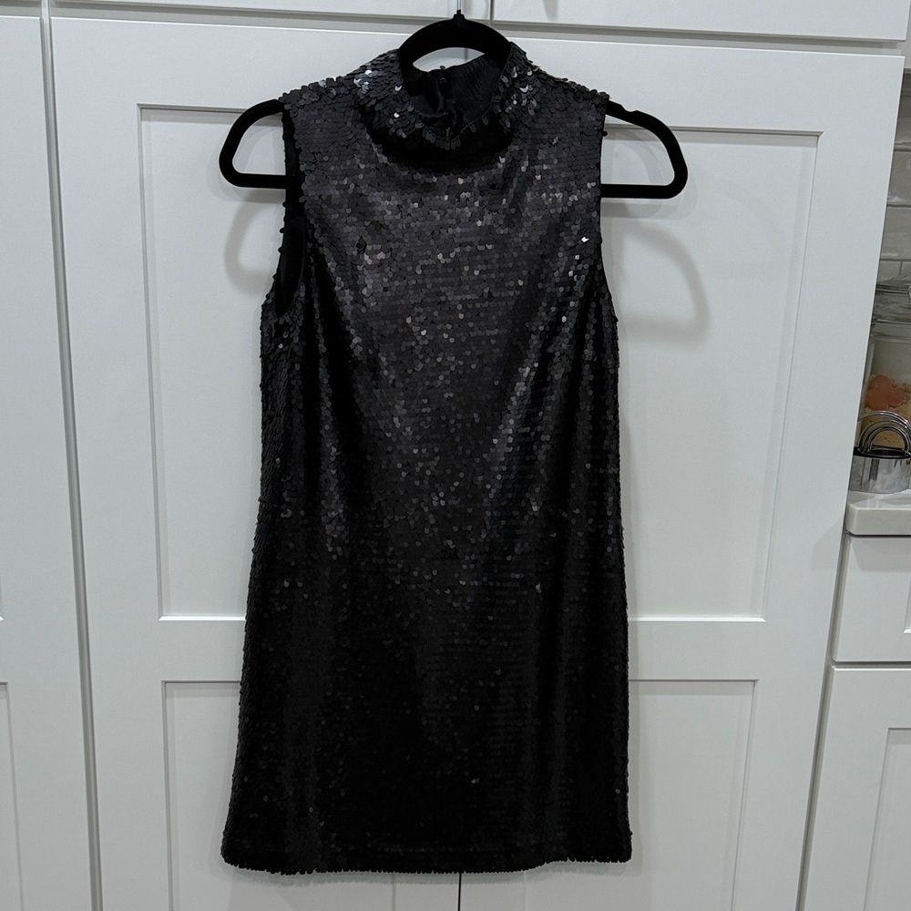 Elegant Black Sequin Mini Cocktail Dress- The PERFECT Little Black dress.